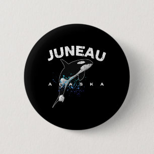 Juneau Alaska Orca Killer Whale Lover Vacation Tri 2 Inch Round Button
