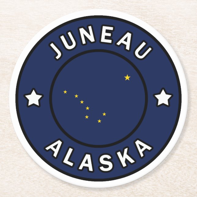 Juneau Alaska Round Paper Coaster (Front)
