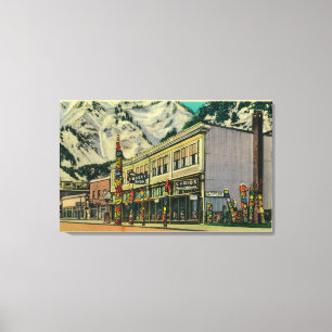 Juneau, Alaska View of Old Witch Totem and Nugge Canvas Print