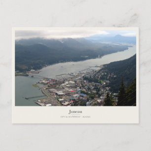 Juneau City and Waterway from Above Postcard