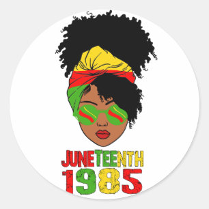 Juneteenth 1865 Afro Woman Classic Round Sticker