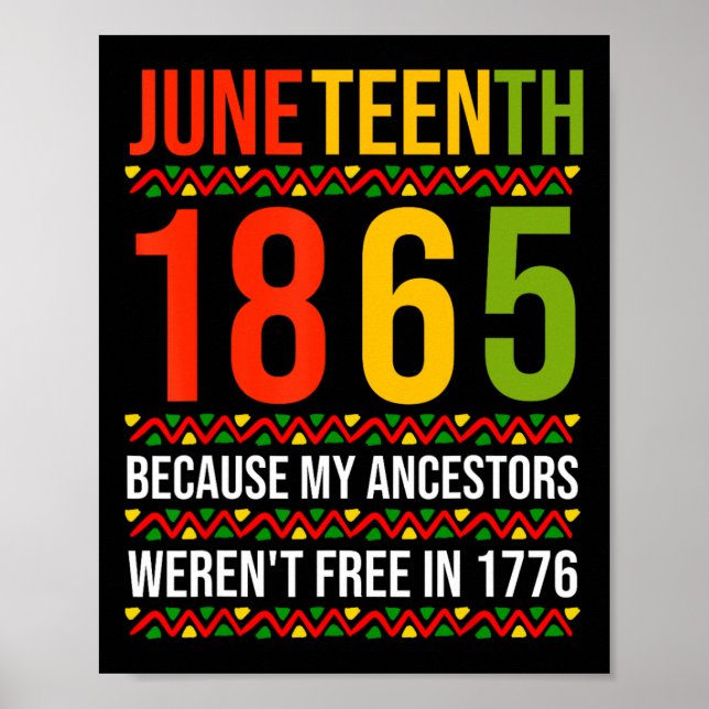 Juneteenth 1865 Because My Ancestors Weren't Free  Poster (Front)