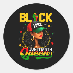 Juneteenth 1865 black queen afro girl women classic round sticker