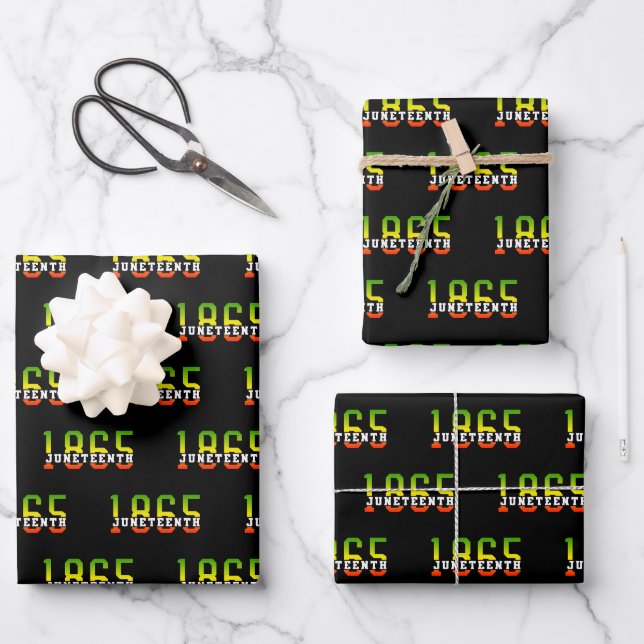 Juneteenth 1865 Celebrating Black Freedom Wrapping Paper Sheet (Front)