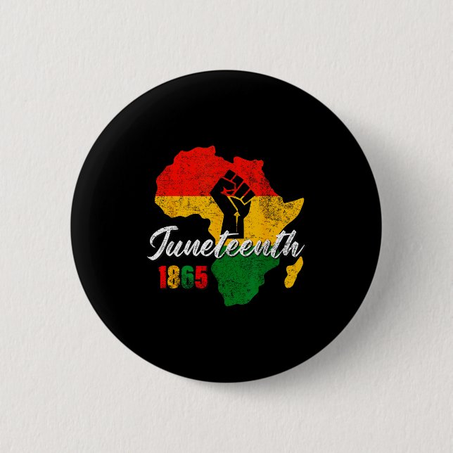 Juneteenth 1865 freedom africa black pride men 2 inch round button (Front)