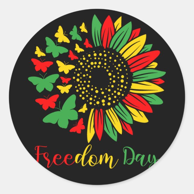 Juneteenth 1865 Freedom Day Classic Round Sticker (Front)