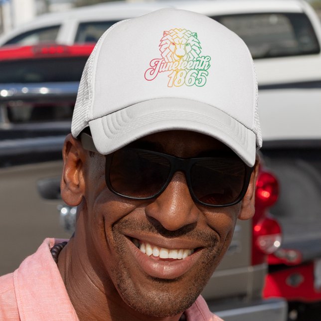Juneteenth 1865 Geometric Lion  Trucker Hat (Creator Uploaded)