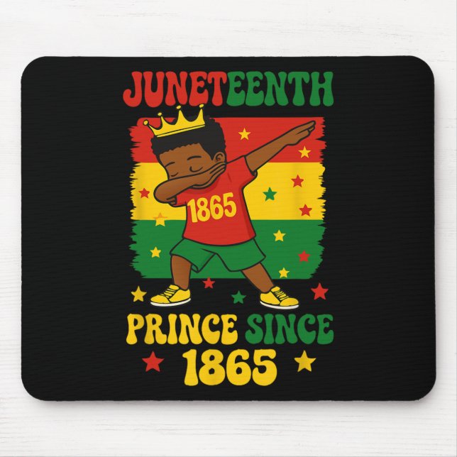 Juneteenth 1865 Groovy Toddler Boy Dabbing Prince  Mouse Pad (Front)