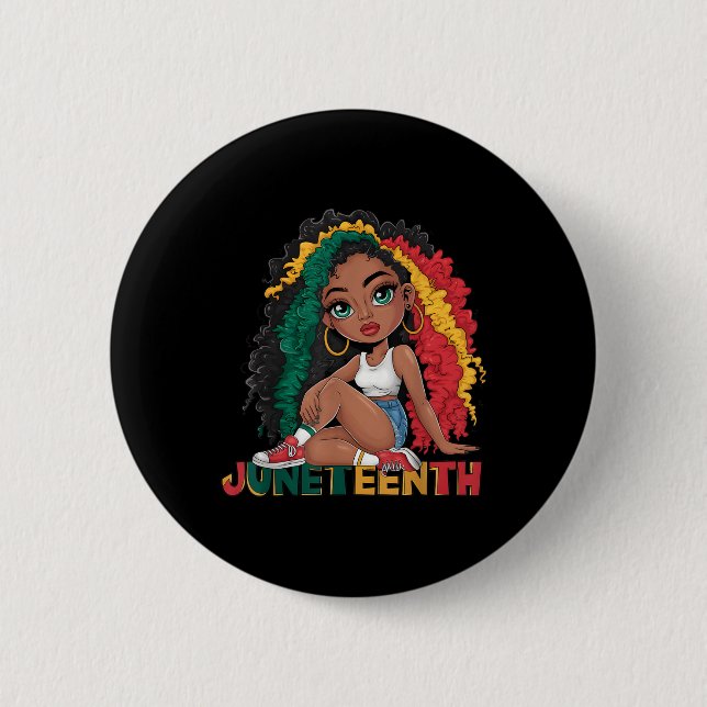 Juneteenth 1865 Juneteenth Black Queen Juneteenth  2 Inch Round Button (Front)