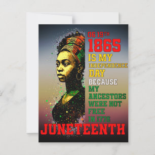 Juneteenth 1865 My Independence Day Pan-African Postcard