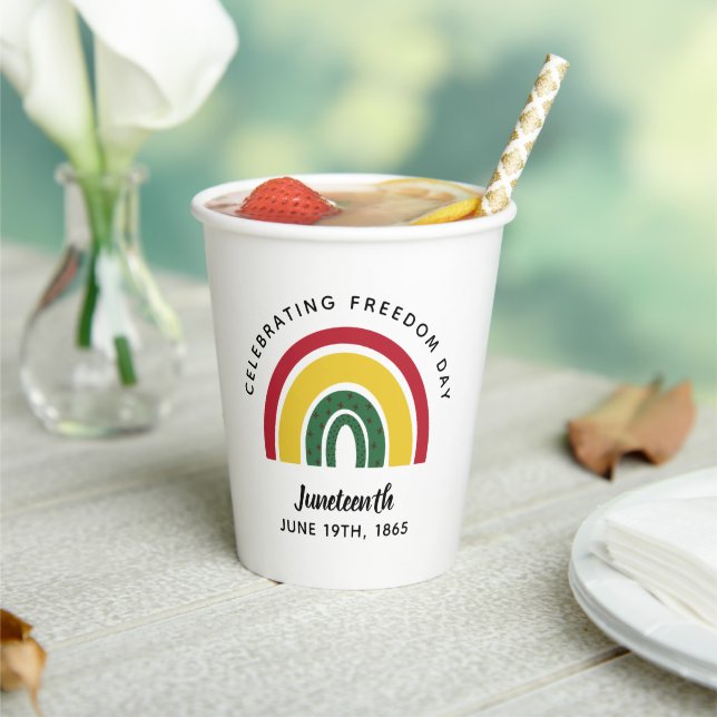 Juneteenth 1865 Rainbow Celebrating Freedom Day Paper Cups (Insitu)