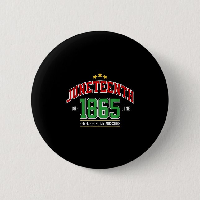 Juneteenth 1865 Remembering My Ancestors  2 Inch Round Button (Front)