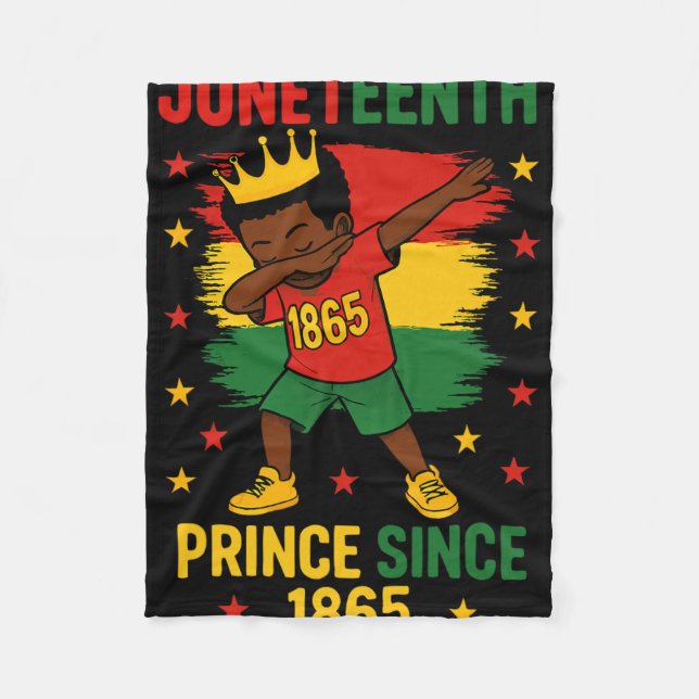 Juneteenth 1865 Toddlers Boy Dabbing Prince Afro B Fleece Blanket (Front)