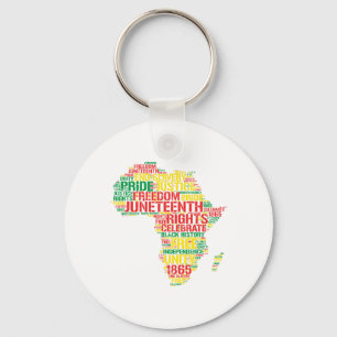 Juneteenth Africa Map Words June 19th 1865 Men Wom Keychain