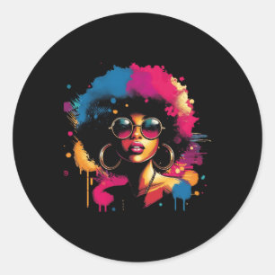 Juneteenth African American Black Women Black Classic Round Sticker