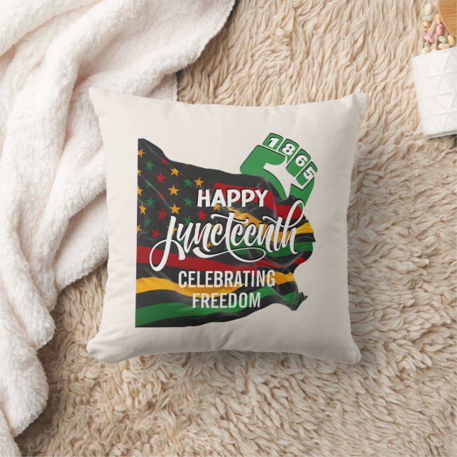 JUNETEENTH African American Flag Throw Pillow (Blanket)