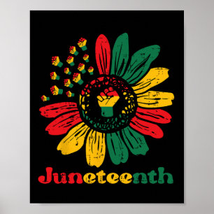 Juneteenth African Sunflower Fists Girls Kids Todd Poster