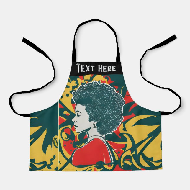 Juneteenth Afro Hair Women 1865 Emancipation Pop Apron (Front)