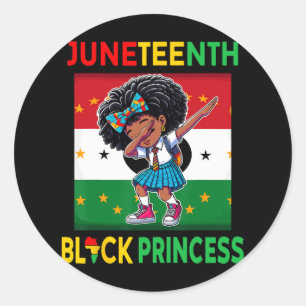 Juneteenth Afro Melanin Dabbing Girl Princess Afri Classic Round Sticker