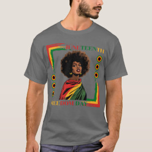 Juneteenth afro woman draped in freedom flag T-Shirt