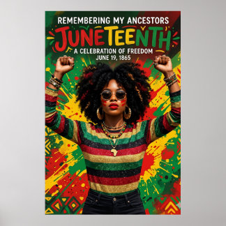 Juneteenth Afro Woman , Melanin Black Girl Poster