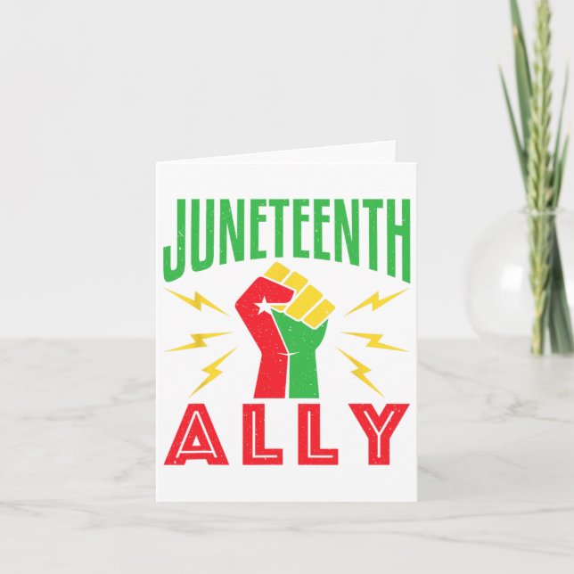 Juneteenth Ally June 19 Support Protest Pride Fist Card (Front)