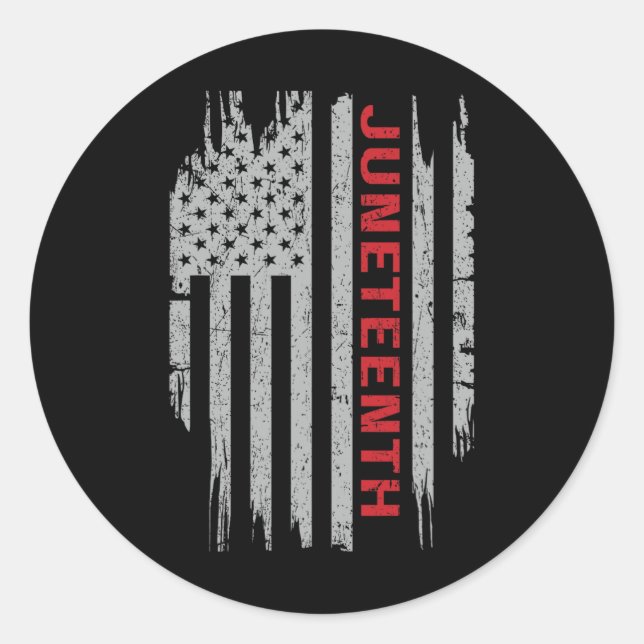 Juneteenth American Flag Usa  Classic Round Sticker (Front)
