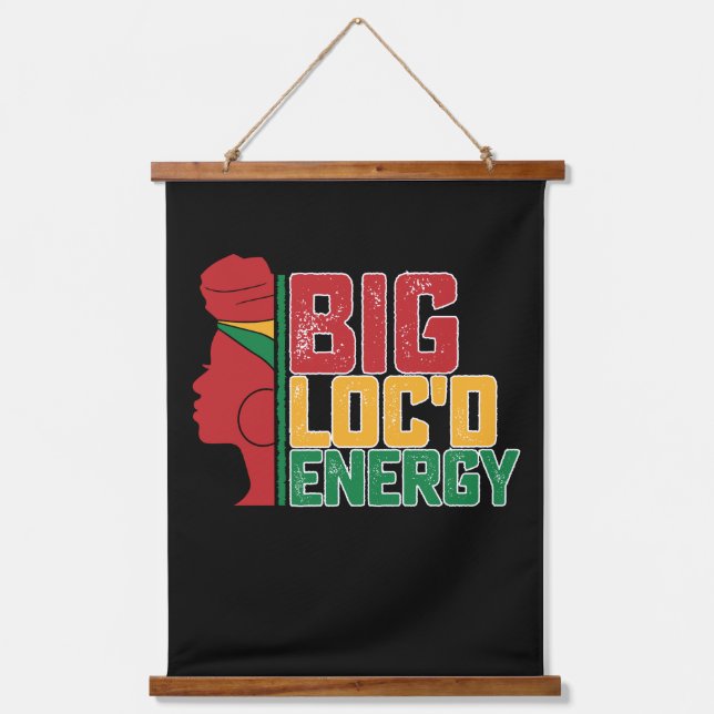 Juneteenth Big Loc'd Energy Black Freedom Hanging Tapestry (Front)