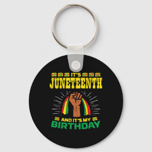 Juneteenth Birthday African American Black Men Wom Keychain