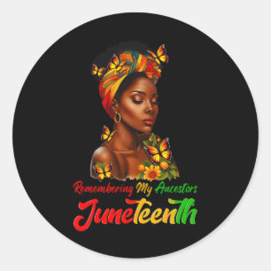 Juneteenth Black African Women Hair Remembering My Classic Round Sticker