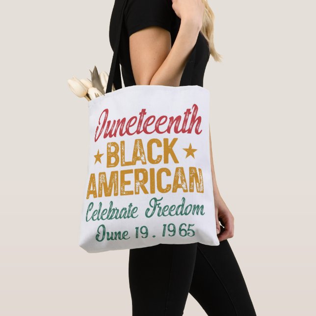 Juneteenth Black American Celebrate Freedom Cool Tote Bag (Close Up)