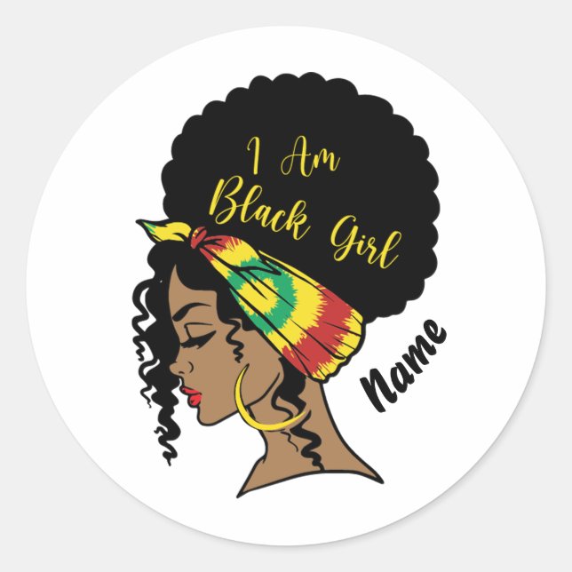Juneteenth Black Girl Afro Woman Classic Round Sticker (Front)