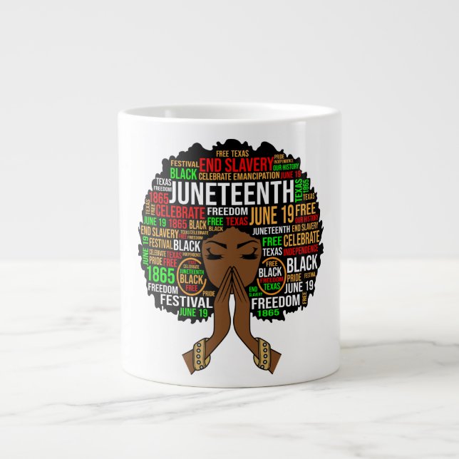 Juneteenth, black history month, kwanza, melanin, large coffee mug (Front)