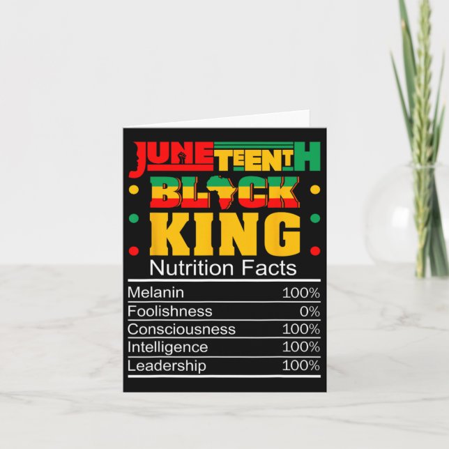 Juneteenth Black King Nutritional Facts Pride Afri Card (Front)