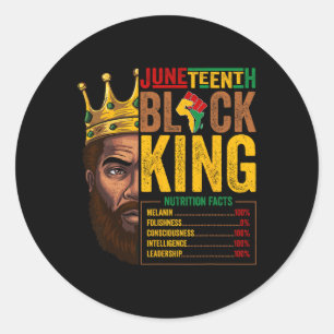 Juneteenth Black King Nutritional Facts Pride Afri Classic Round Sticker