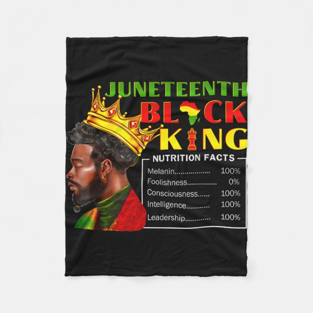 Juneteenth black king nutritional facts pride fleece blanket (Front)