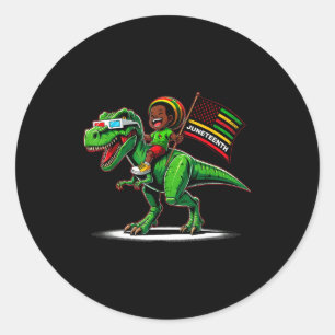 Juneteenth black king riding t rex dino funny boys classic round sticker