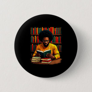 Juneteenth Black Man Reading Books 2 Inch Round Button