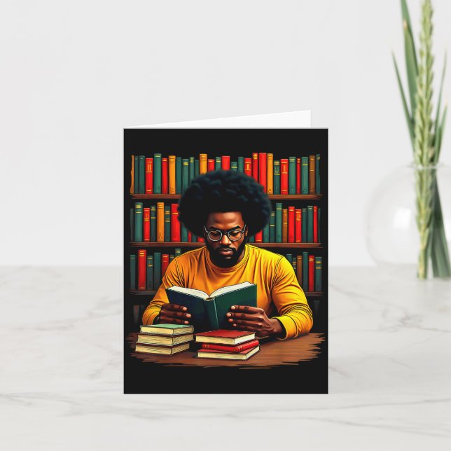 Juneteenth Black Man Reading Books  Card (Front)