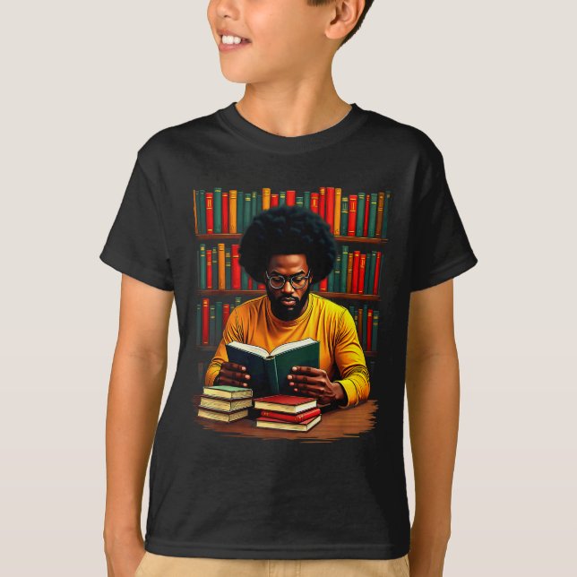 Juneteenth Black Man Reading Books  T-Shirt (Front)