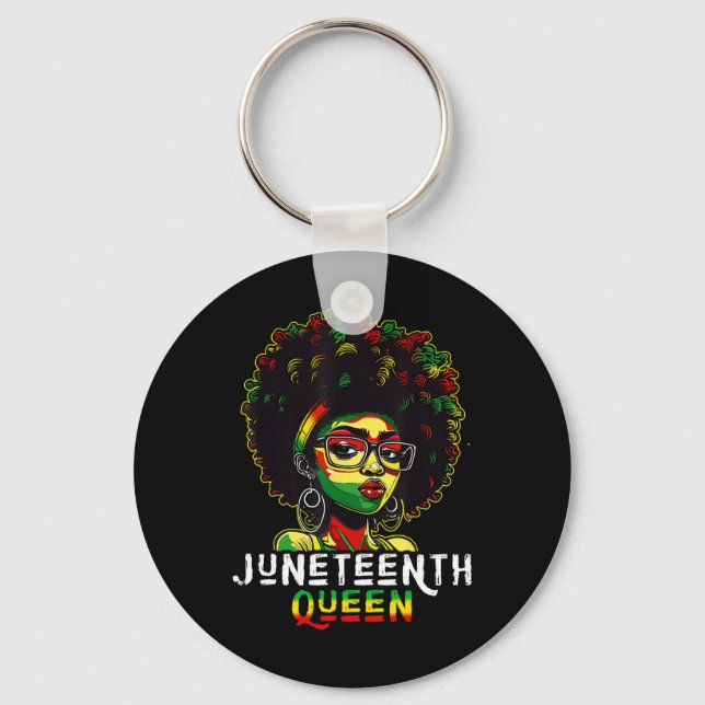 Juneteenth Black Melanin Queen Natural Afro Hair W Keychain (Front)