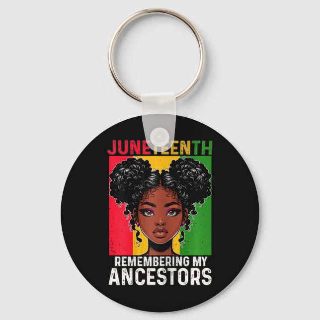 Juneteenth Black Pride Woman Remembering My Ancest Keychain (Front)
