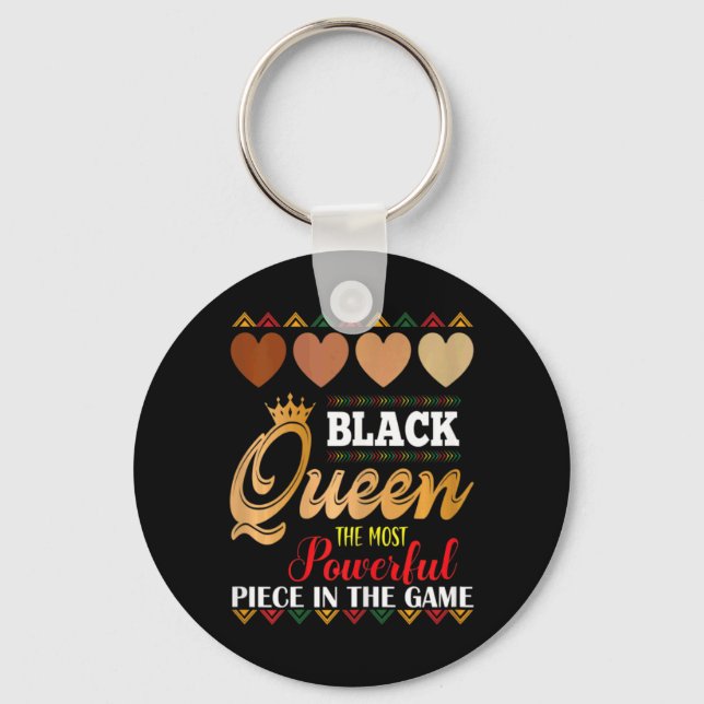 juneteenth black queen most powerful chess african keychain (Front)