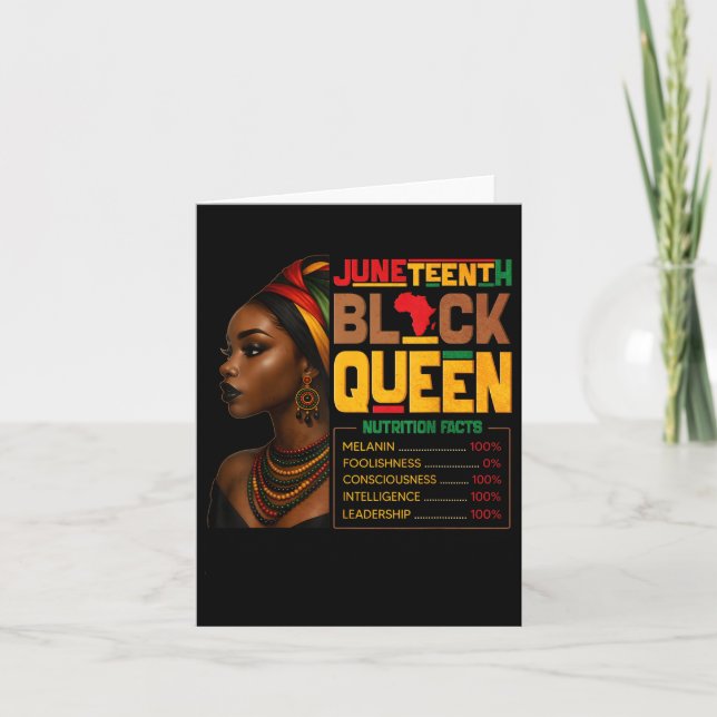 Juneteenth Black Queen Nutrition Facts Pride Afric Card (Front)