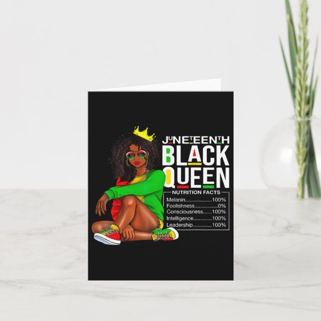 Juneteenth Black Queen Nutritional Facts 4th Of Ju Card (Front)