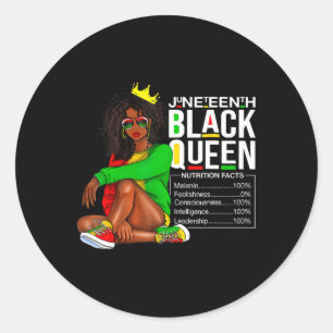 Juneteenth Black Queen Nutritional Facts 4th Of Ju Classic Round Sticker