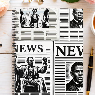 Juneteenth Black & White Newspaper print Notebook