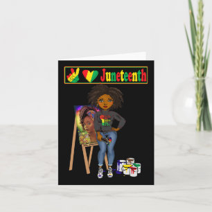 Juneteenth Black Women Melanin Peace Love Juneteen Card