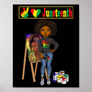 Juneteenth Black Women Melanin Peace Love Juneteen Poster