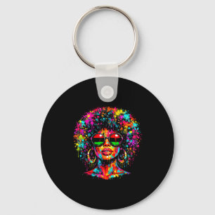 Juneteenth black womens queen dripping afro keychain